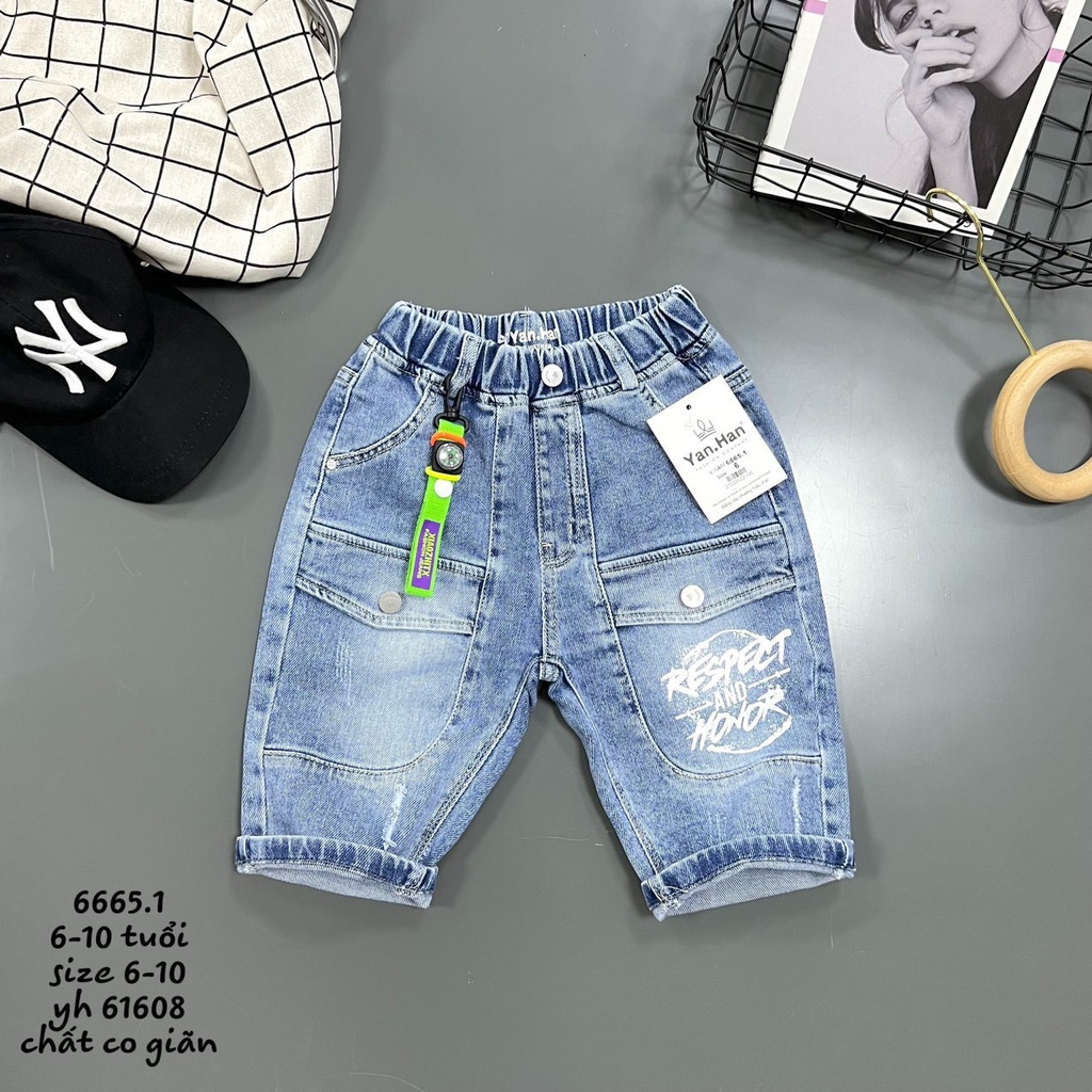 JEAN LỬNG TÚI TRƯỚC NÚT PHỤ KIỆN CAM CHO BÉ TRAI