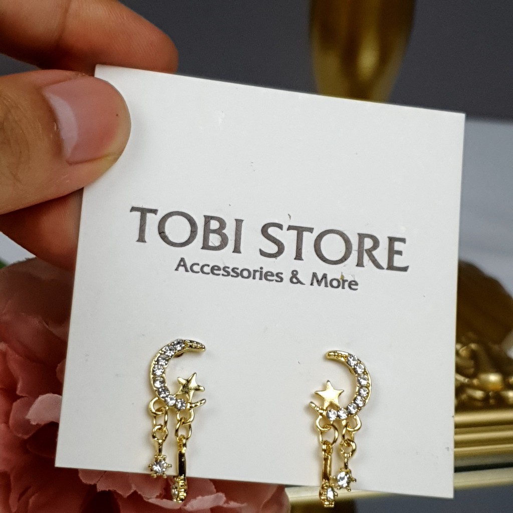 Khuyên tai nữ hình trăng sao đính đá xinh xắn TB27/5 TOBI STORE