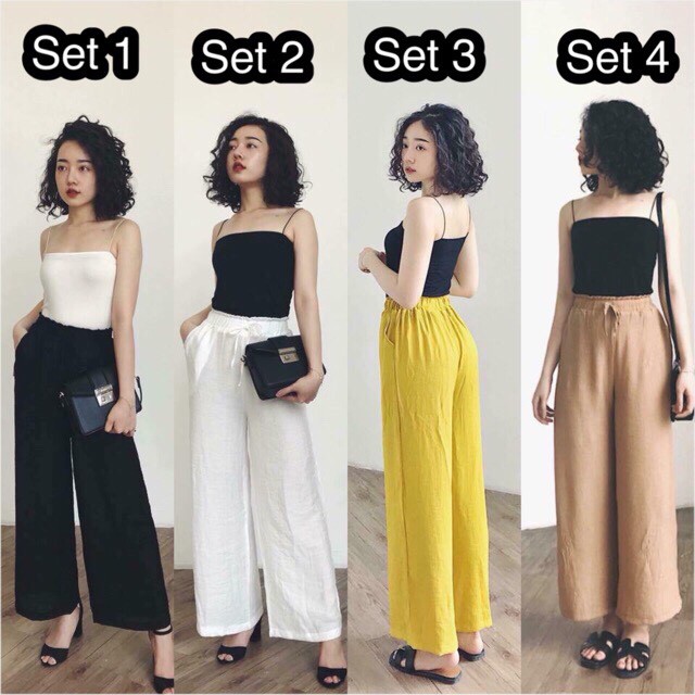 Sét áo 2 dây + Quần dài Đũi sang chảnh