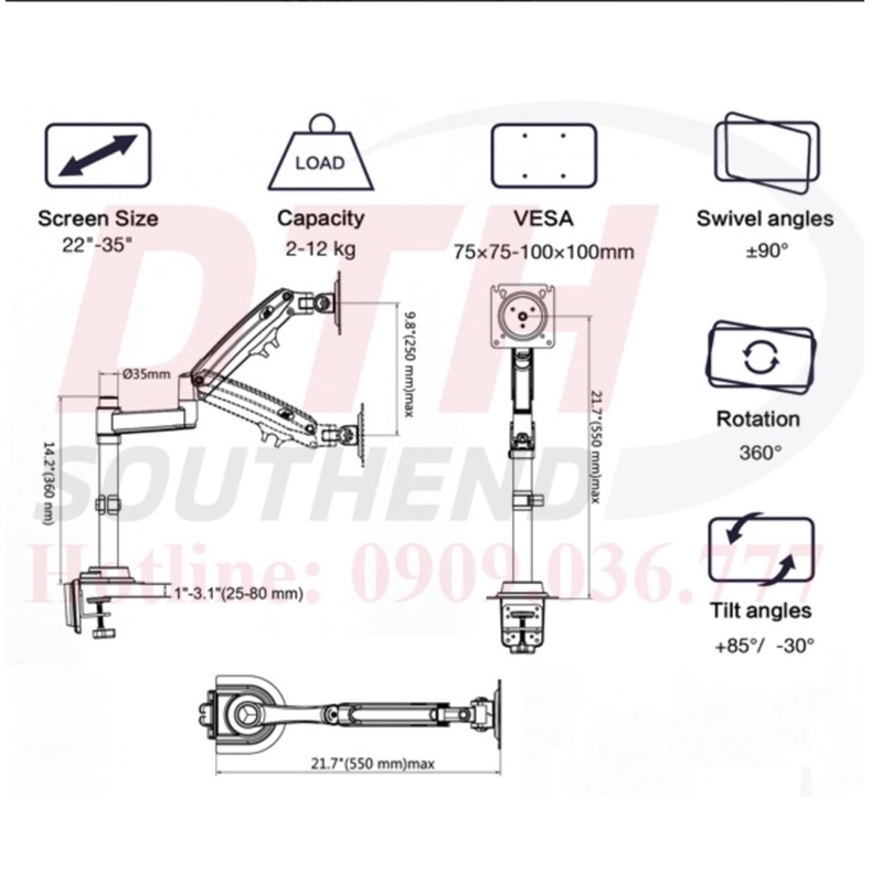 Giá Treo Màn Hình Máy Tính H100 Nhập Khẩu (22-35 inch) | BigBuy360 - bigbuy360.vn