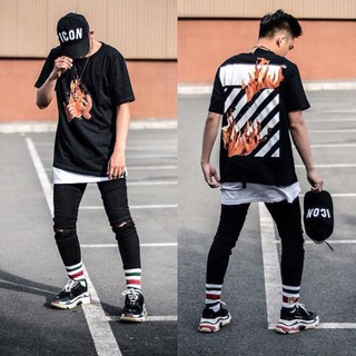 Áo thun Off White lửa trắng và đen