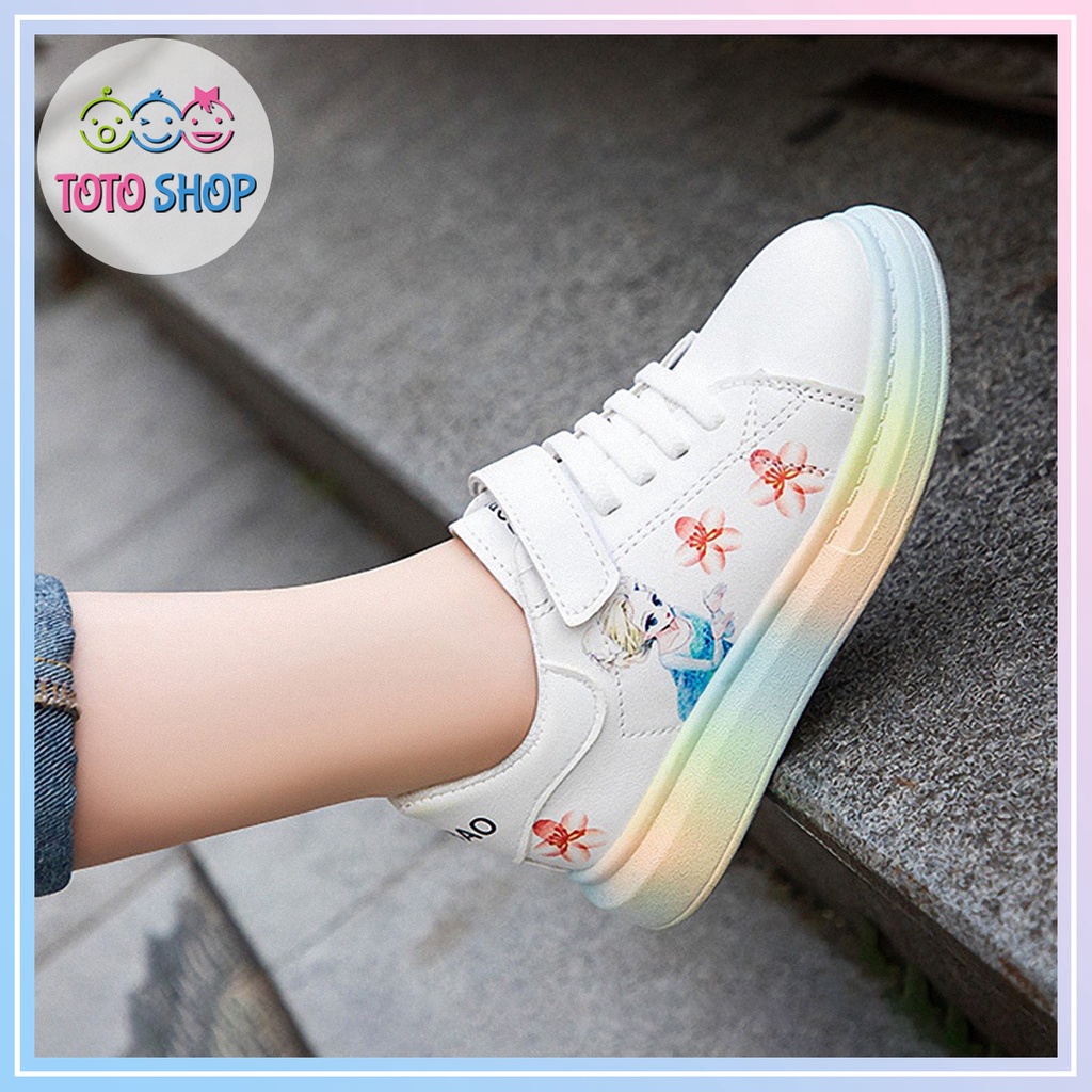 Giày SNEAKER hình công chúa, giày thể thao hình Elsa phối nhiều màu cho bé gái