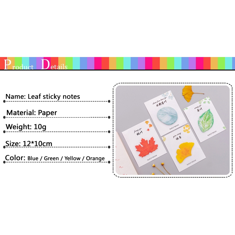 Giấy dán Lưu ý in hình chiếc lá xinh xắn