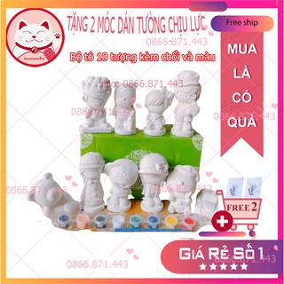 ⚡𝐅𝐑𝐄𝐄𝐒𝐇𝐈𝐏⚡ Bộ tô tượng mini cho bé (10 tượng tặng màu và 1 bút vẽ) - QA
