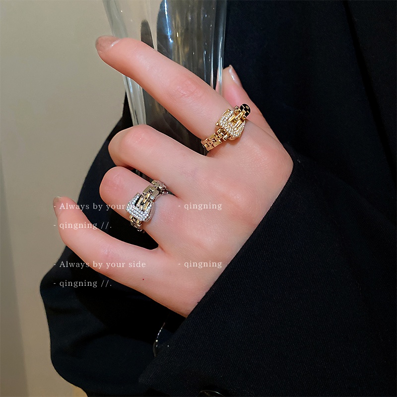 DREJEW Nhẫn kiểu rắn mạ vàng đính đá zircon thời trang chất lượng cao