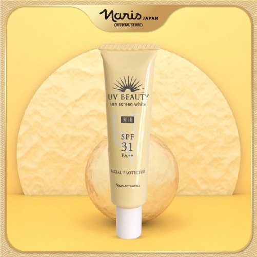 Kem chống nắng dạng sữa bảo vệ da mặt, dưỡng trắng Naris UV Beauty Sun Screen White Facial Protector SPF31 PA++ 40g