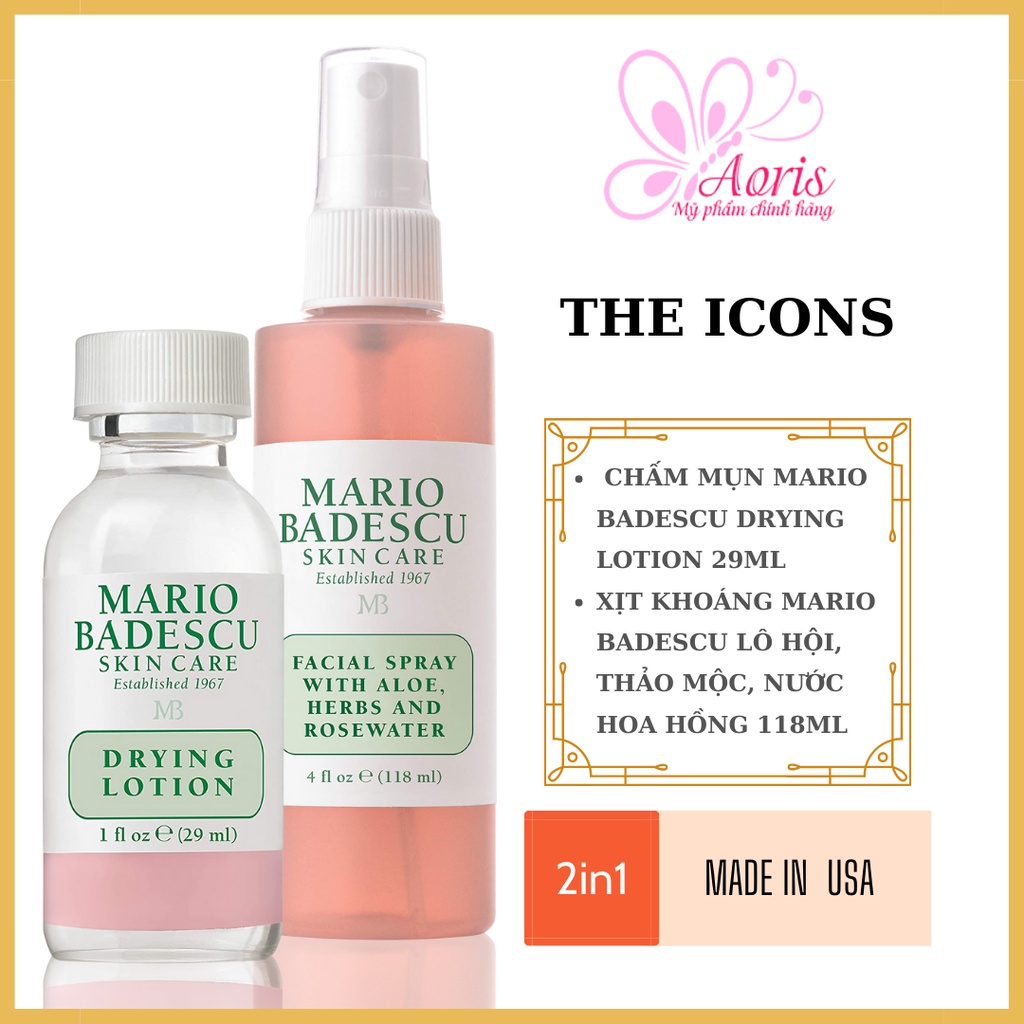 Bộ cải thiện và phục hồi da Mario Badescu The Icons 2 trong 1