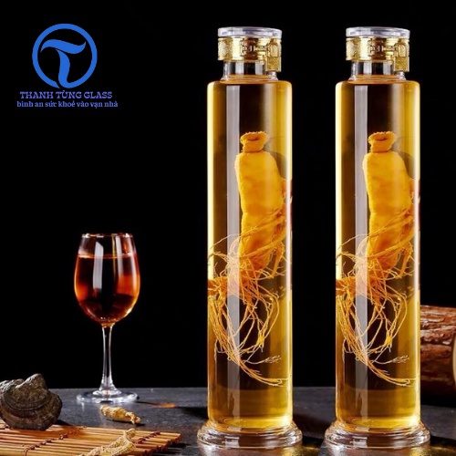 Bình trụ nắp vàng ngâm sâm gioăng cao su có khóa