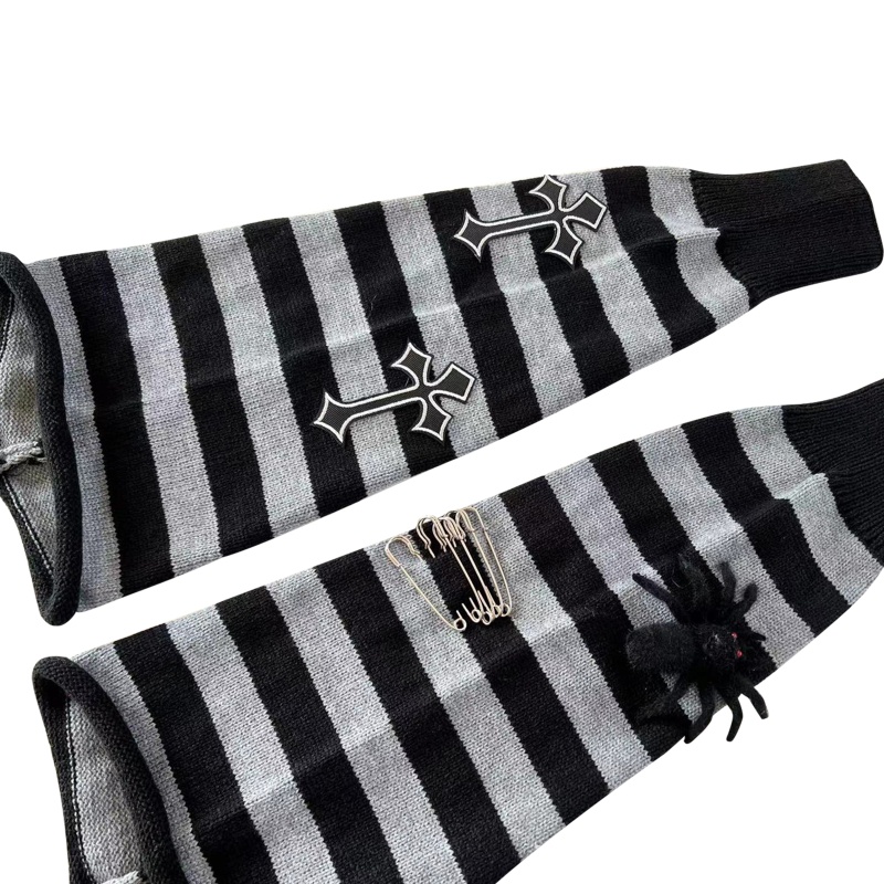 Vớ Ống Chân Giữ Ấm Họa Tiết Kẻ Sọc Thập Niên 80 Cho Nữ