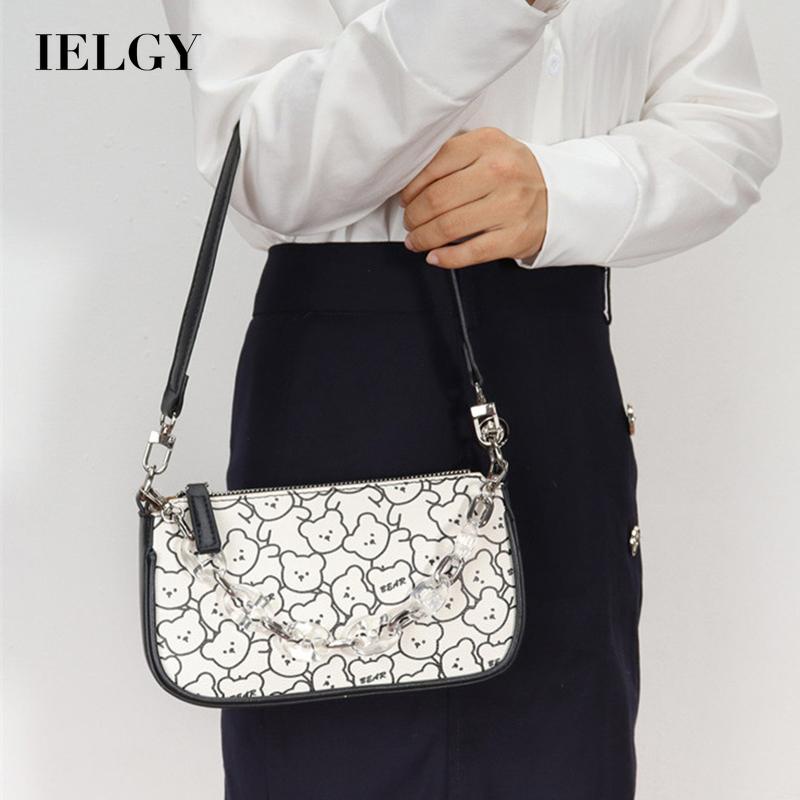 Túi đeo vai họa tiết graffiti phối dây xích acrylic thời trang