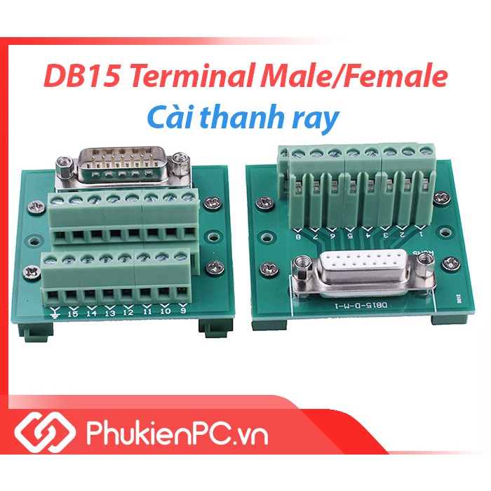 DB15 Male Famale Terminal vặn vít cài thành ray (rail) dùng trong công nghiệp