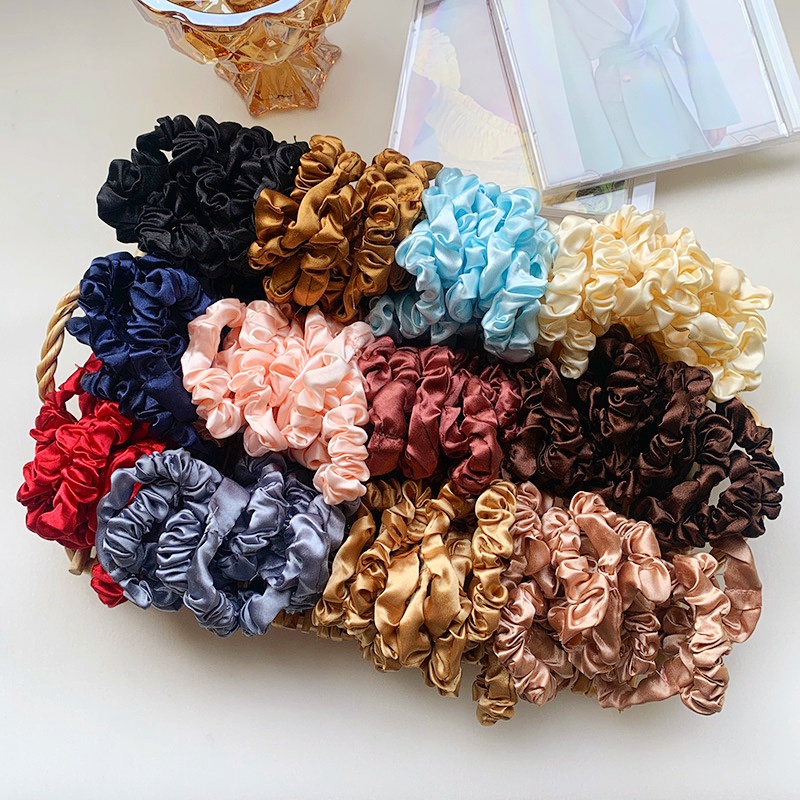 Set 10/20 Dây Buộc Tóc Co Giãn Màu Trơn Kiểu Dáng Thanh Lịch Thời Trang Cho Nữ