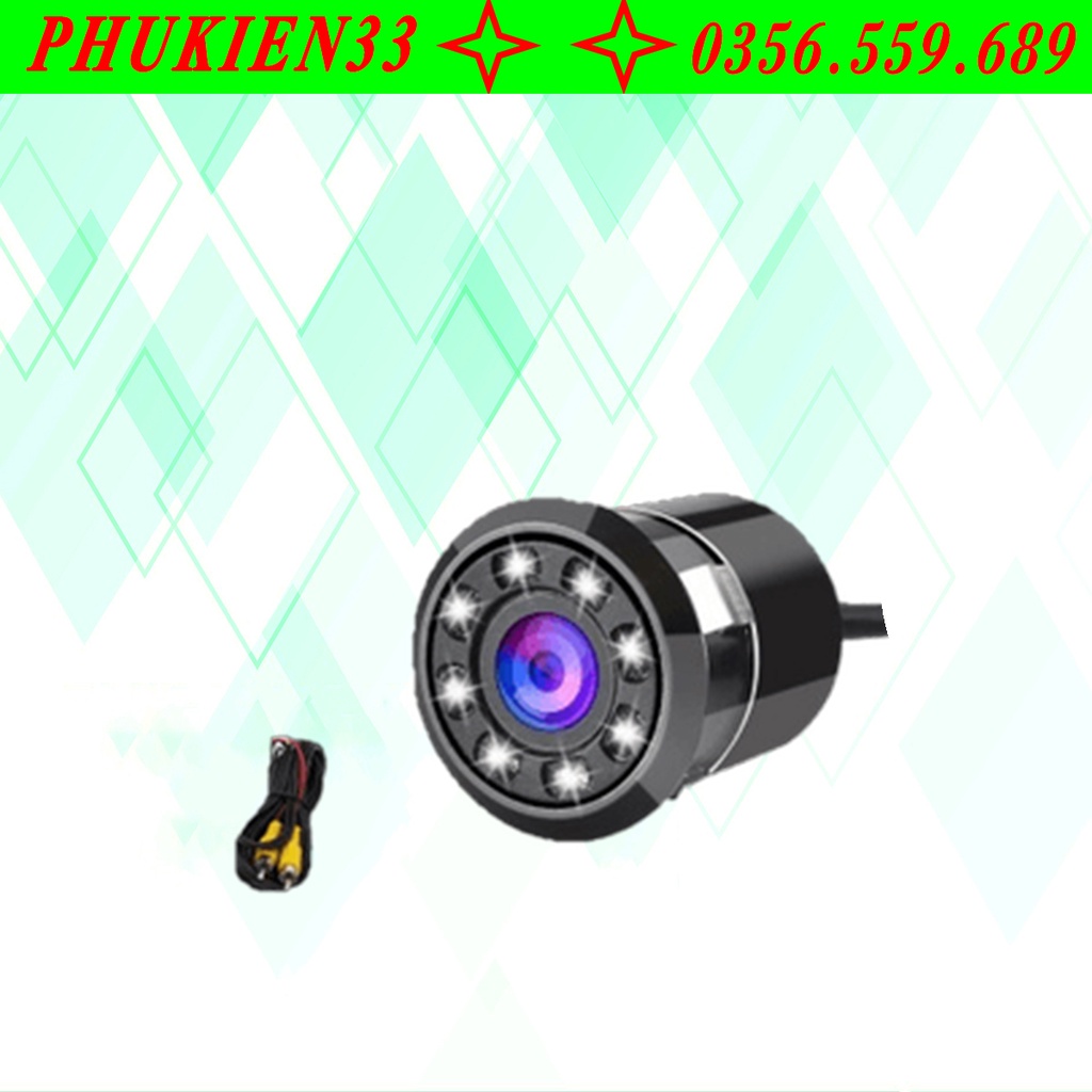 Camera lùi cho xe ô tô 8 led nhìn đêm - Camera lùi cho xe hơi 8 đèn led - Camera lùi 8 led tròn