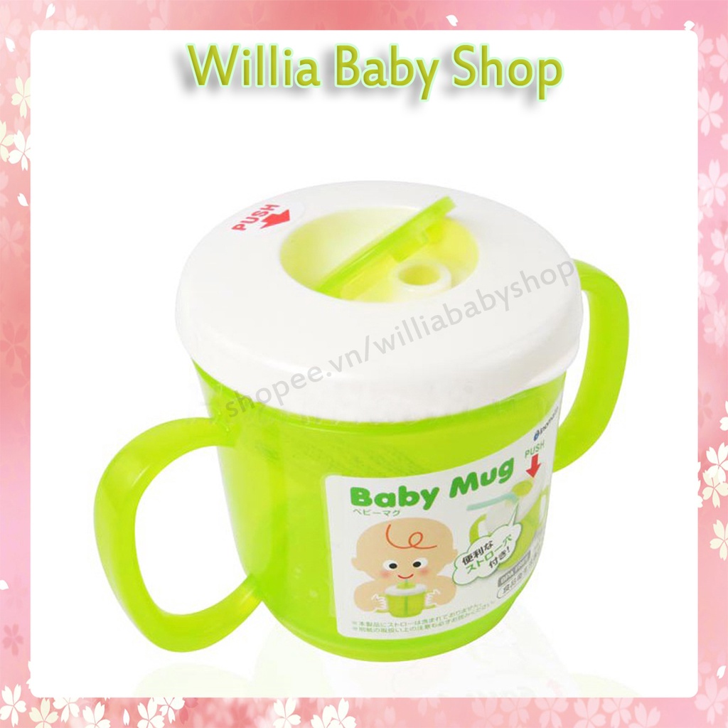 Bình Tập Uống Nước Cho Bé Inomata Willia Baby Shop, CHỐNG SẶC Có Tay Cầm Chịu Nhiệt, Bình Uống Nước Cho Bé 230Ml