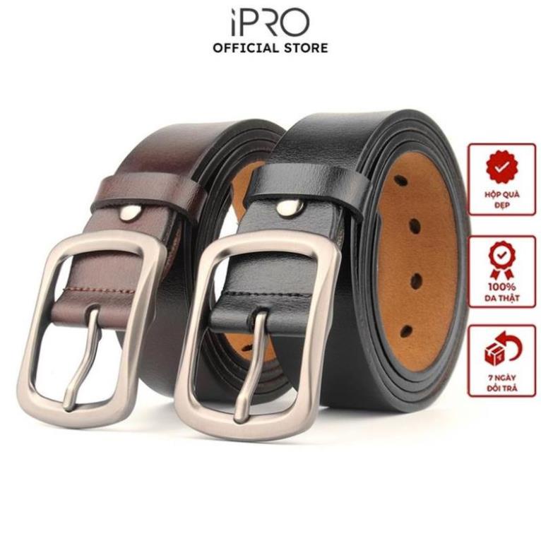 Thắt lưng nam da bò nguyên tấm Dây nịt nam da thật cao cấp thương hiệu IPRO TL76 🥇 ; '