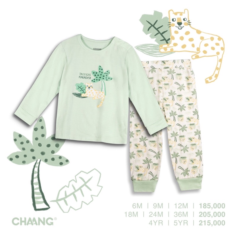 Chaang Bộ dài tay cúc vai tiger 6M đến 5Y