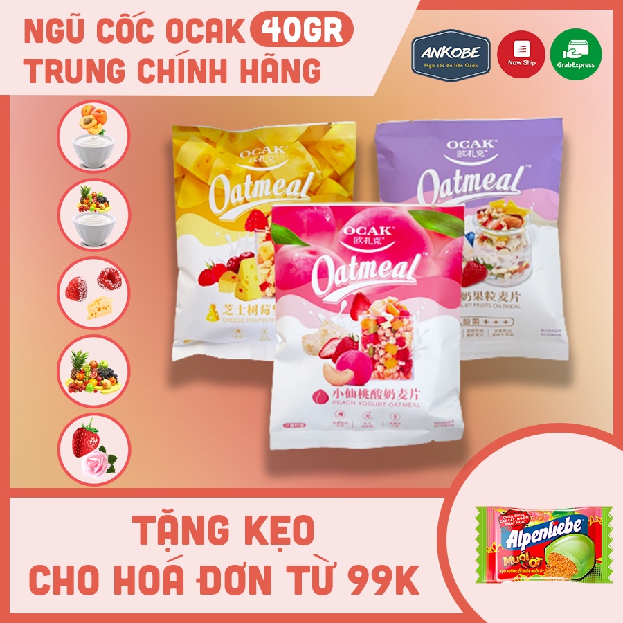 Ngũ cốc sữa chua ăn kiêng Ocak giảm cân Calbee gói 40g Granola siêu hạt thêm hạnh nhân và hoa quả Ankobe