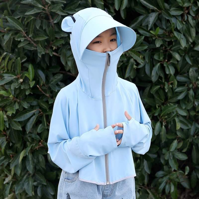 Áo chống nắng cho bé [LOẠI 1] dáng xòe chất vải thun lạnh thoáng mát, freesize cho bé từ 9-30kg, có mũ tai thỏ đáng yêu.