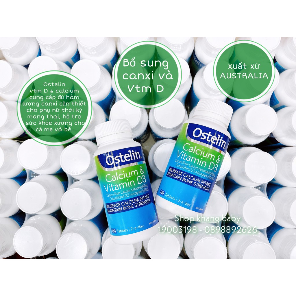 Canxi & Vitamin D3 Ostelin người lớn 130v - Shop Khang Baby
