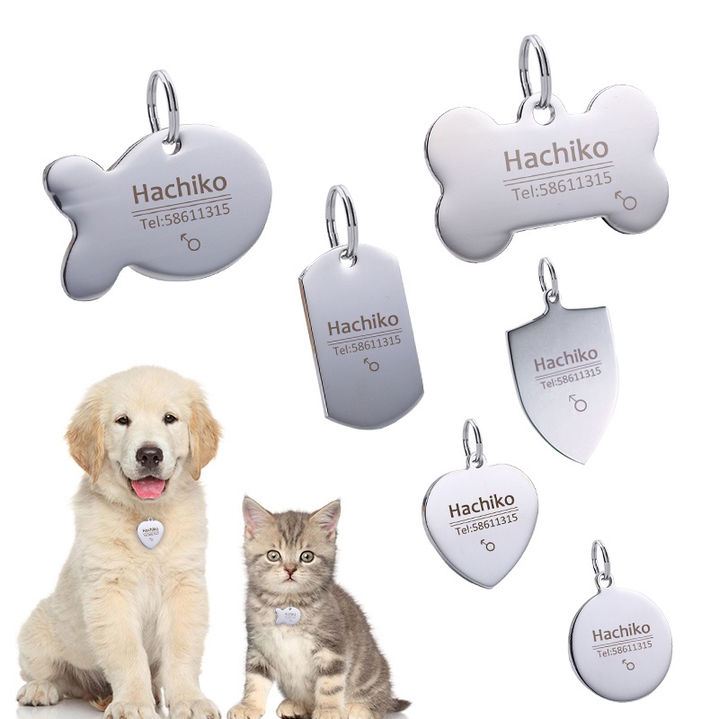 【Trong kho】Thẻ tên, pet tag chất liệu inox, (chó, mèo, thỏ, sóc...)