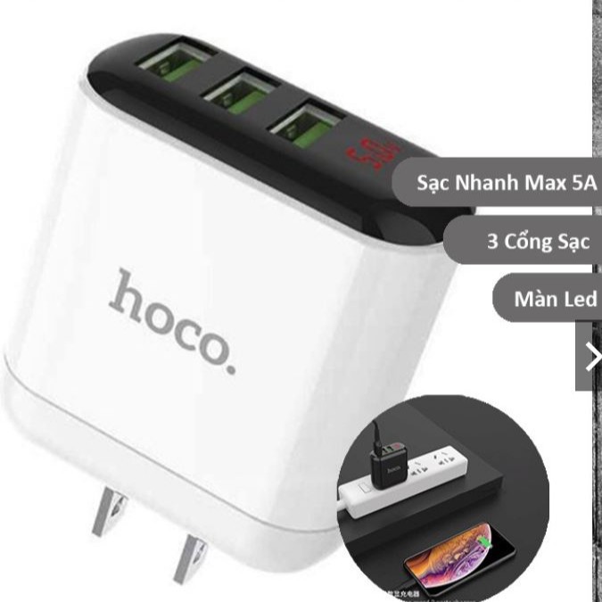 Cốc sạc nhanh 5a 3 cổng Hoco HK1