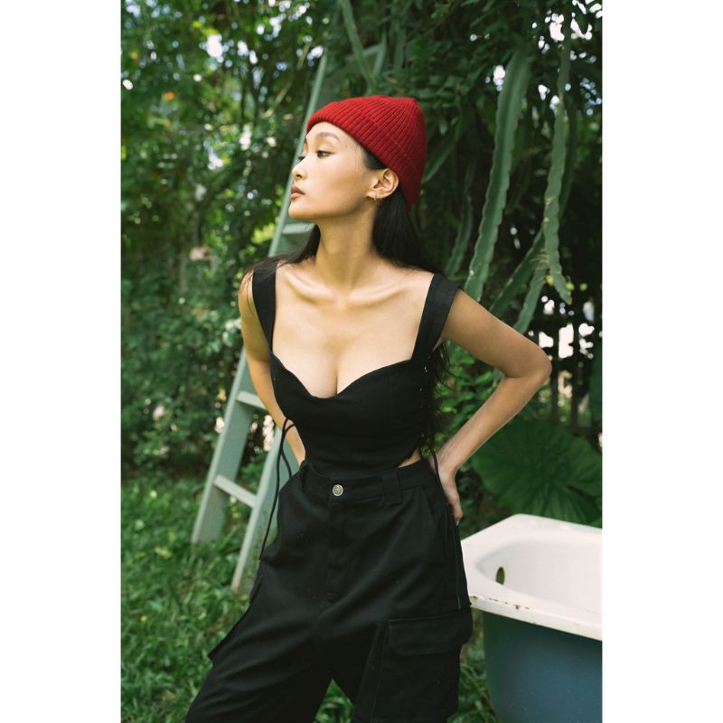 Áo Hai Dây Dạng Corset Vạt Bầu Đan Dây Hai Bên