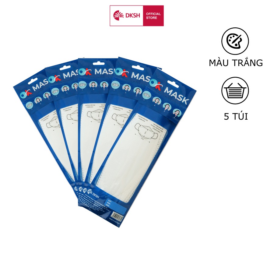 Combo 5 Túi Khẩu Trang Y Tế 4D Ok Mask Theo Thiết Kế Kf94, Đạt Chuẩn Kháng Khuẩn, Công Nghệ Nhật Bản