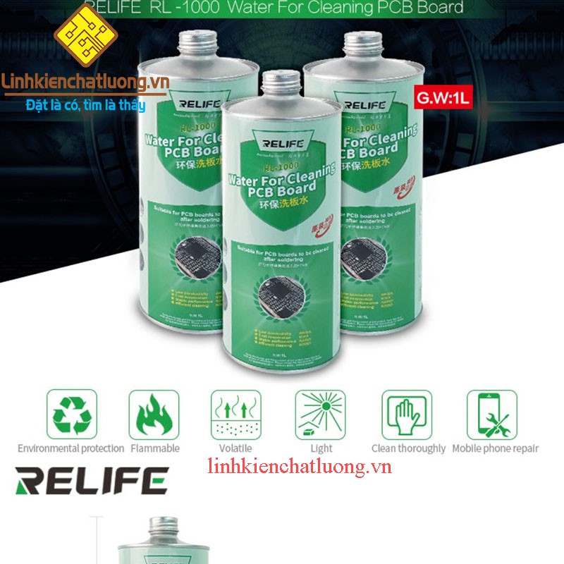 RL-1000 dung dịch tẩy rửa mạch PCB chính hãng RELIFE (chai 1 lít)