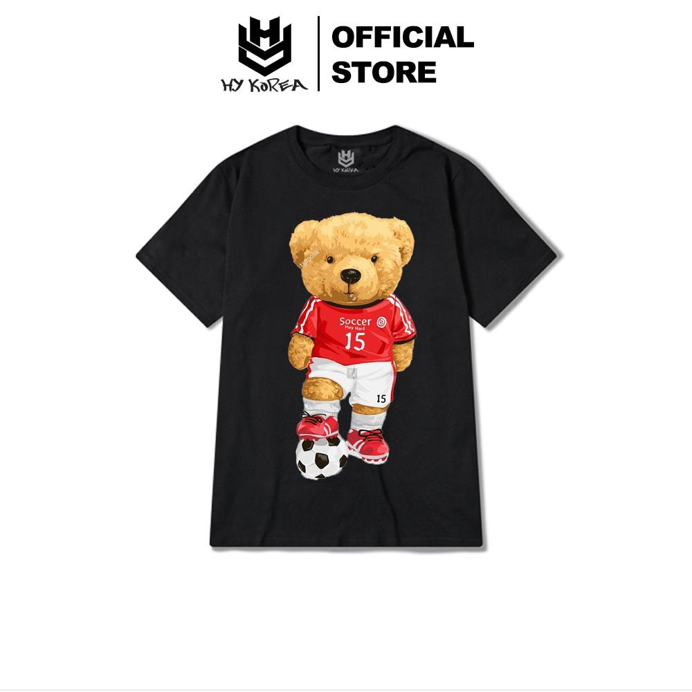 Áo Thun Tay Lỡ HY KOREA In Hình Gấu Chơi Đá Bóng 182