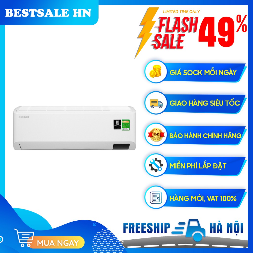 MIỄN PHÍ CÔNG LẮP ĐẶT - Máy lạnh Samsung Inverter 1 HP AR10TYHYCWKN/SV