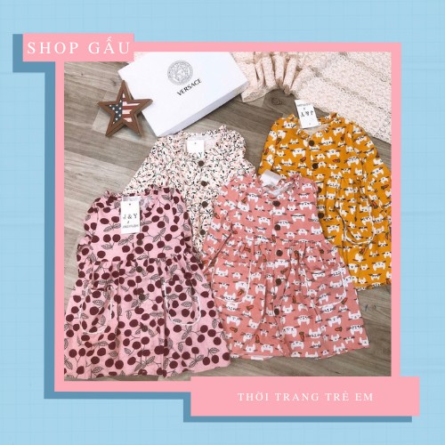 Váy Dài Tay Baby Doll 2 Túi Vải Mềm Mặc Mùa Thu Cực Yêu Họa Tiết Thỏ Sắc Nét Cho Bé Gái Từ 10-20Kg
