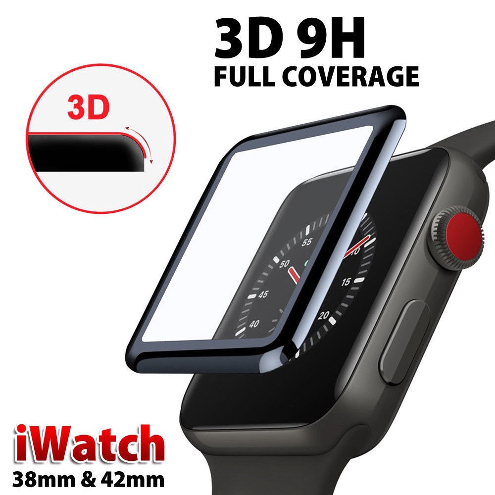 Kính Cường Lực Cong 3D Cong Tràn Viền Cho IWatch SE 6 5 4 3 2 1 Apple Watch Series 38mm 40mm 42mm 44mm
