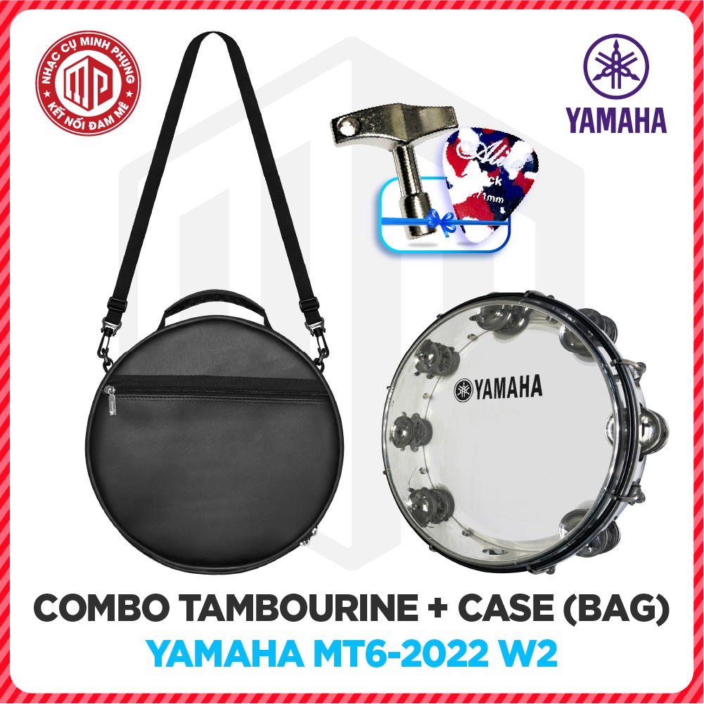 Combo Trống lắc tay Lục lạc gõ bo Tambourine Yamaha MT6 W1 + Bao đựng Túi