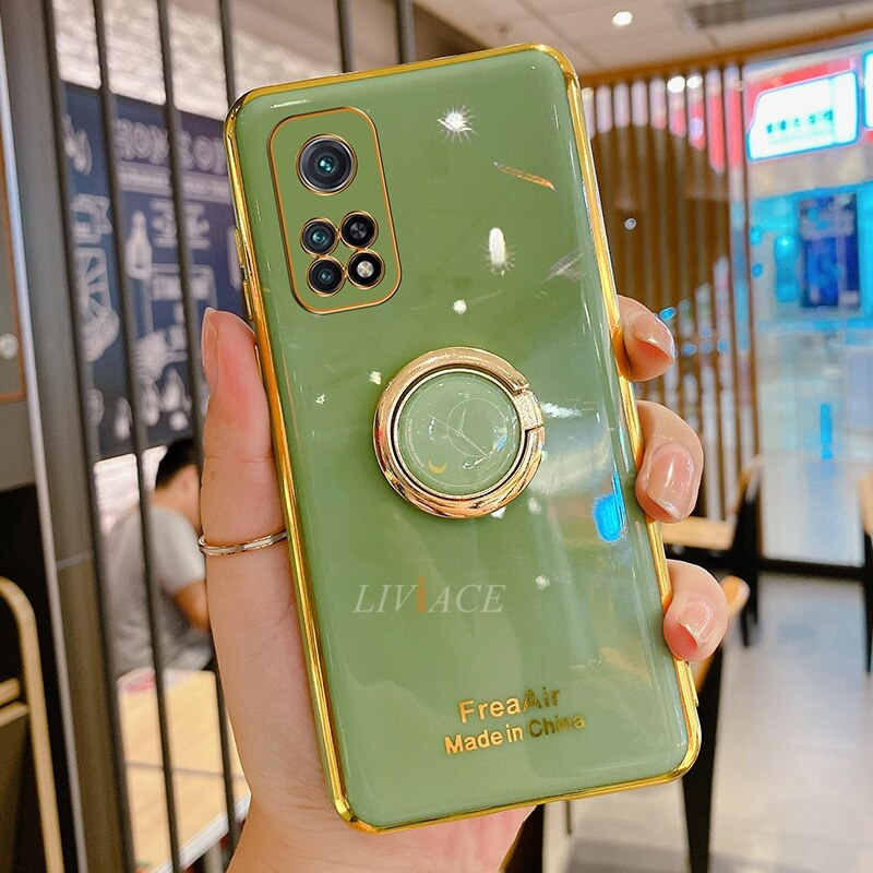 Ốp Điện Thoại Silicon Mềm Mạ Gương Có Vòng Đỡ Cho Xiaomi Mi 10t Mi10T Pro 10t Redmi Note 7 Pro Redmi Note 8 P Pro Poco F3