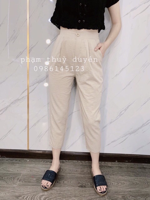Quần Baggy ống lửng chất đũi mát hàng Quảng Châu MS 818