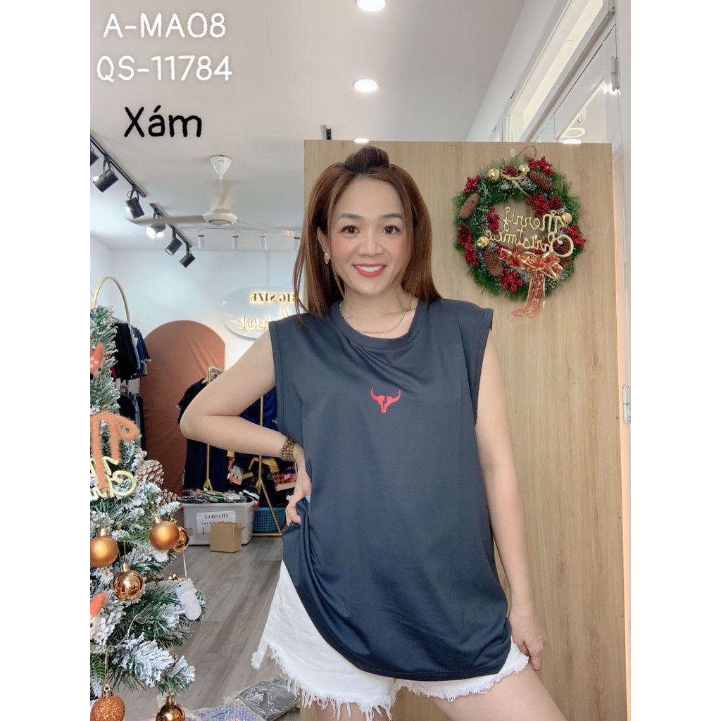 Áo sát nách thể thao BIGSIZE unisex - Logo trâu đỏ MA08