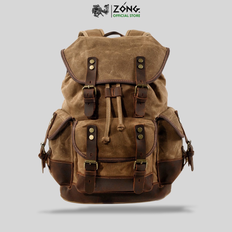 Ba lô du lịch Vintage vải canvas sáp dầu, da bò sáp – GOTHIC I