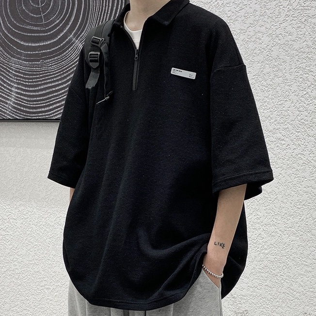 Áo Thun polo Ngắn Tay Dáng Rộng Thời Trang Mùa Hè Đơn Giản Cỡ Lớn M-5XL Cho Nam