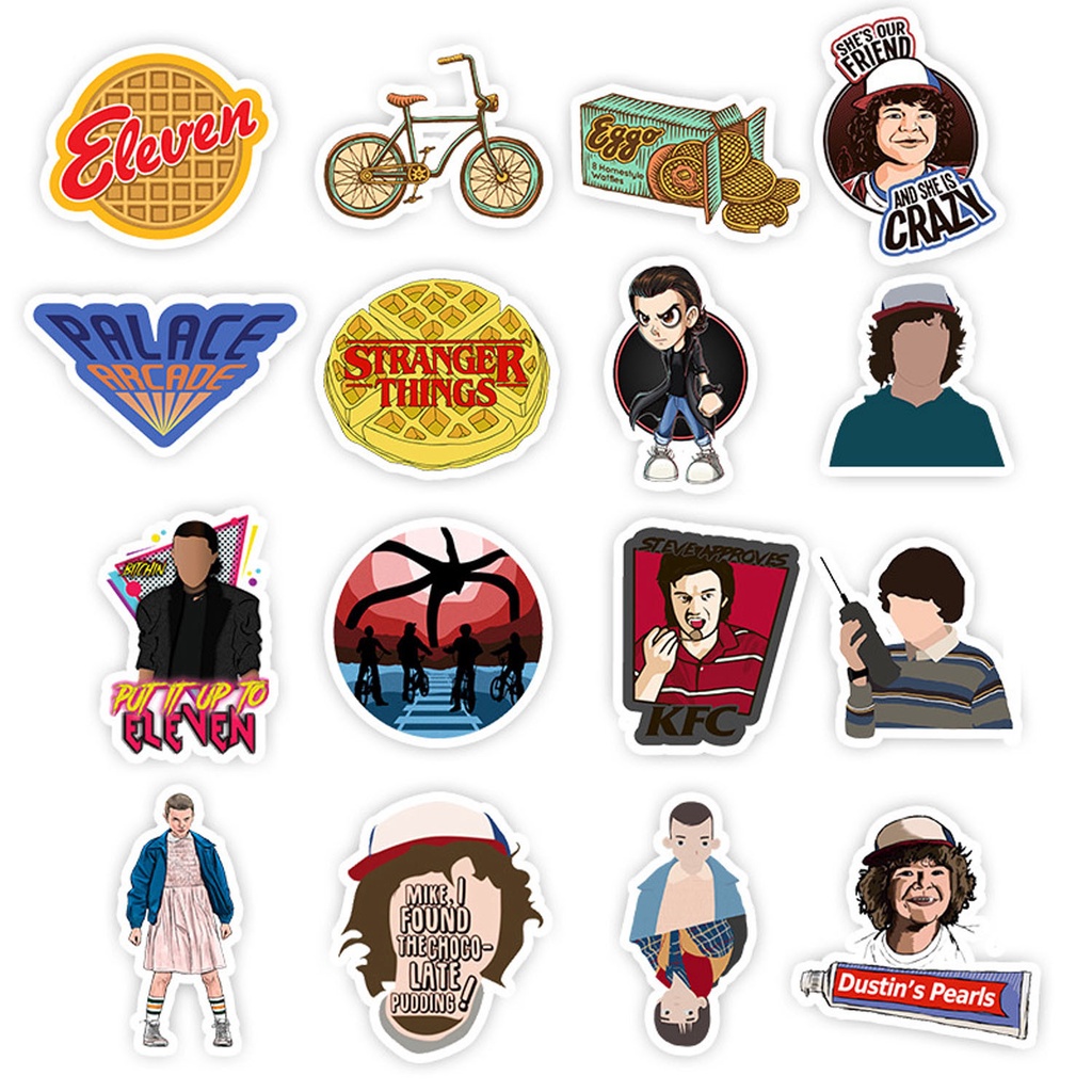 Set 50 Miếng Dán Chống Bụi Chống Nước Hình Phim Stranger Things Mùa 4 Trang Trí Halloween DIY