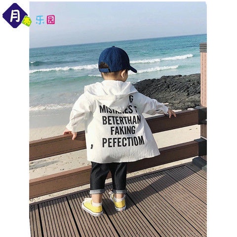 Áo Khoác Chống Nắng / Gió Có Nón Chất Liệu Cotton Trơn Phong Cách Hàn Quốc Thời Trang Mùa Hè Cho Bé