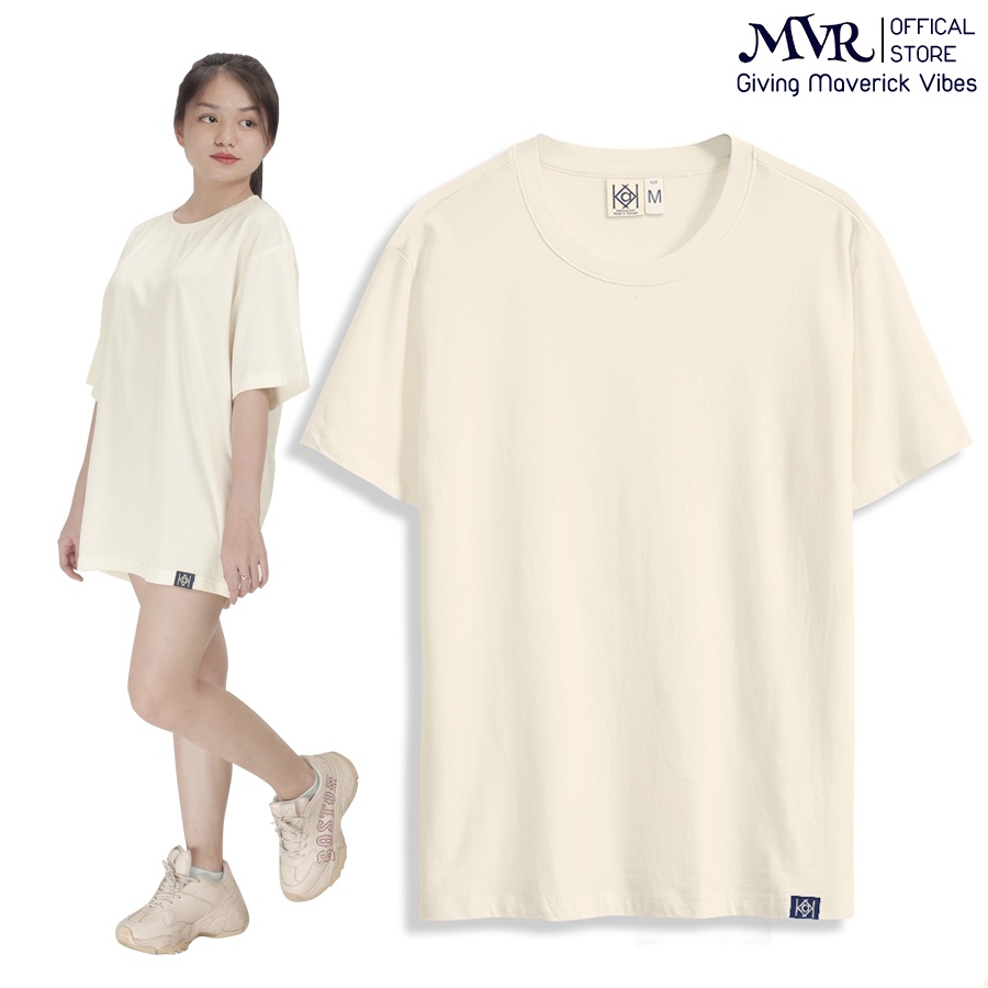 Áo Thun Trơn Basic Phông Cổ Tròn Cotton Nam Nữ Unisex Form Hàn Quốc Màu Vàng Nghệ Trắng Đen Kem Hàng Chính Hãng MVR