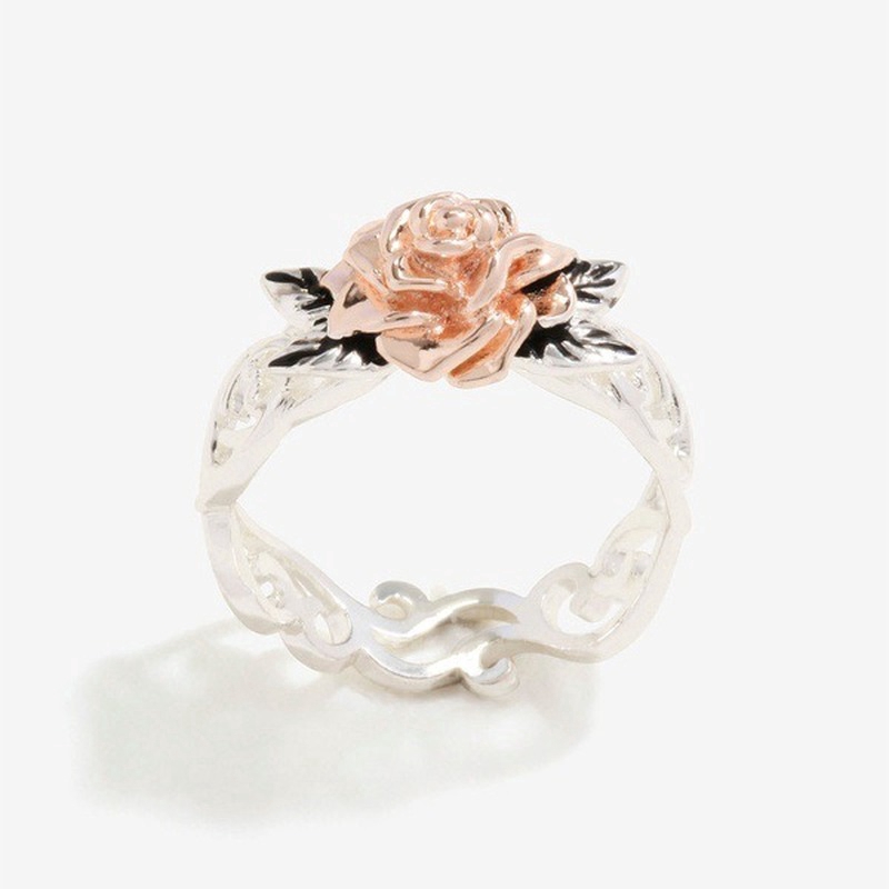 18K Hoa Hồng Mạ Vàng Nhẫn Hoa Vintage Mạ Bạc 925