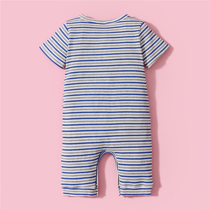 Áo Liền Quần Mikrdoo Cotton Tay Ngắn Kẻ Sọc Thời Trang Mùa Hè Cho Bé Trai Và Bé Gái Sơ Sinh