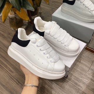 Giày thể thao nam nữ MCQ màu trắng gót nhung đen, giày sneaker nam nữ bản đẹp full box bill