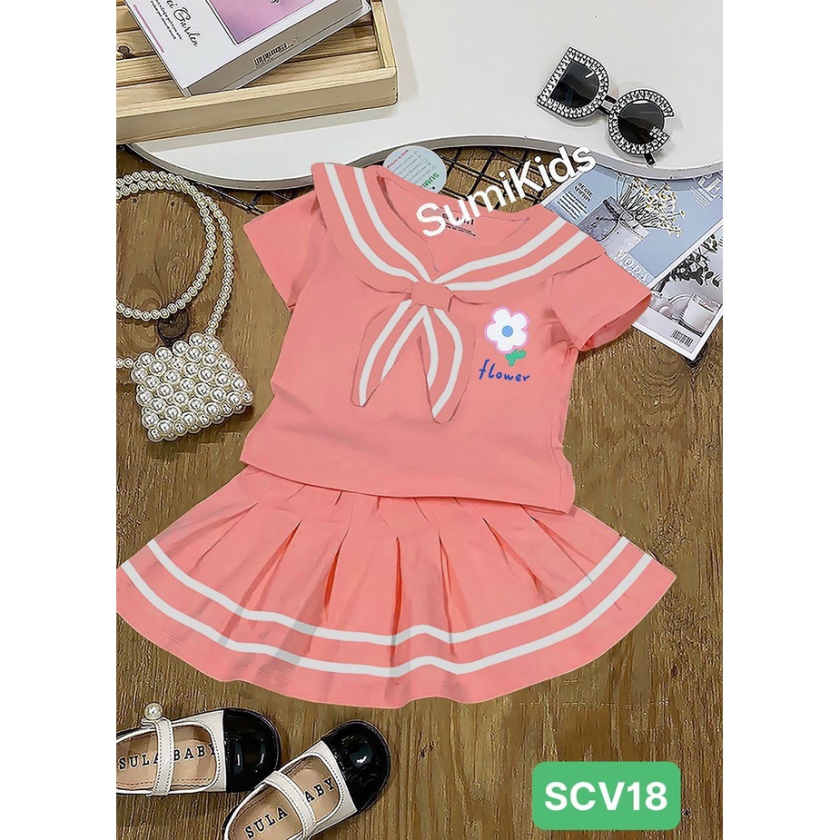 Sét bộ đồ chân váy xịn xò cho bé gái size 15kg-35kg.Có chip bên  trong