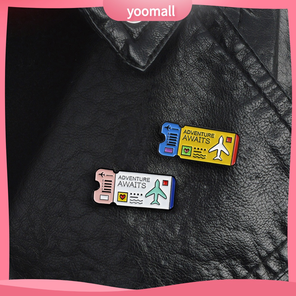 YOML✔Fly Ticket English Letter Adventure Awaits Badge Lapel Brooch Pin Jewelry Gift