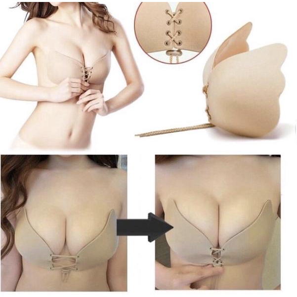 Áo Ngực Dán Nâng Ngực Không Dây A B C Màu Đen Be
