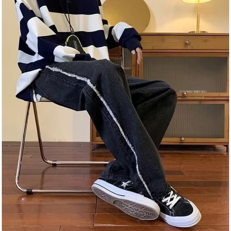 Quần jeans Dài nam vintage quần jean unisex cao cấp Thời Trang Dành quần jean ống rộng Cho Nam