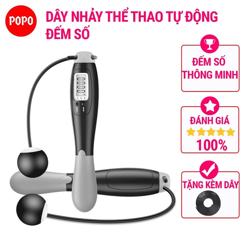 Dây Nhảy Không Dây, Dây Nhảy Đếm số, đếm calo, 4 chế độ - Quyensports