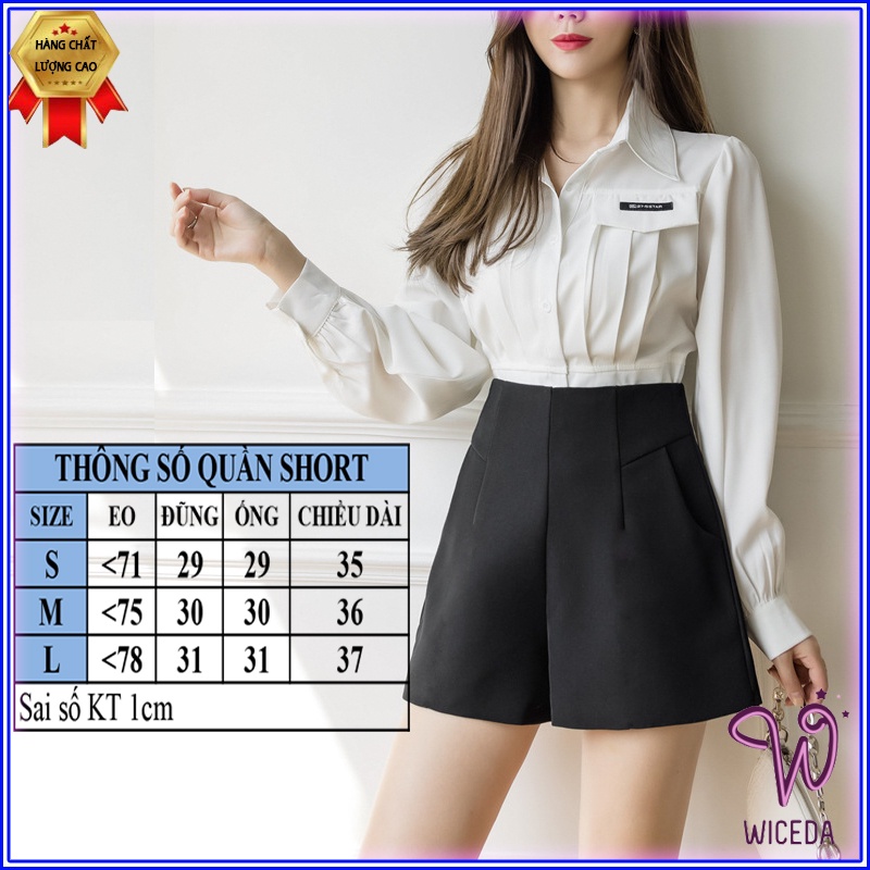 Quần short nữ cạp cao đẹp , quần sooc đùi tôn dáng xinh chất tuyết mưa 3 màu đen be ghi đá Wiceda Q35
